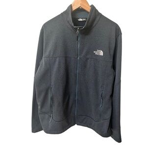 The North Face Mens Large Dark Grey Heather Full Zip Windwall Soft Shell Jacket